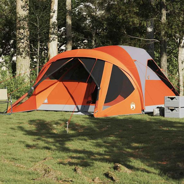 vidaXL Tunnel-Familienzelt 6 Personen Grau und Orange Wasserdicht, 4009460