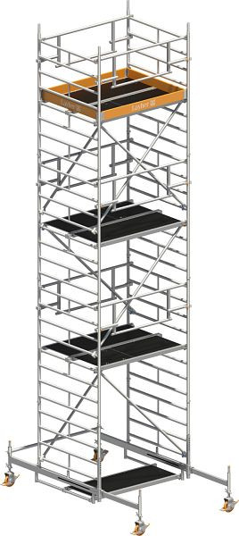 Layher Gerüst Uni Kompakt P2 SAFETY PLUS mit Doppelgeländer, Max. Plattformhöhe: 6,38 m, 1425006