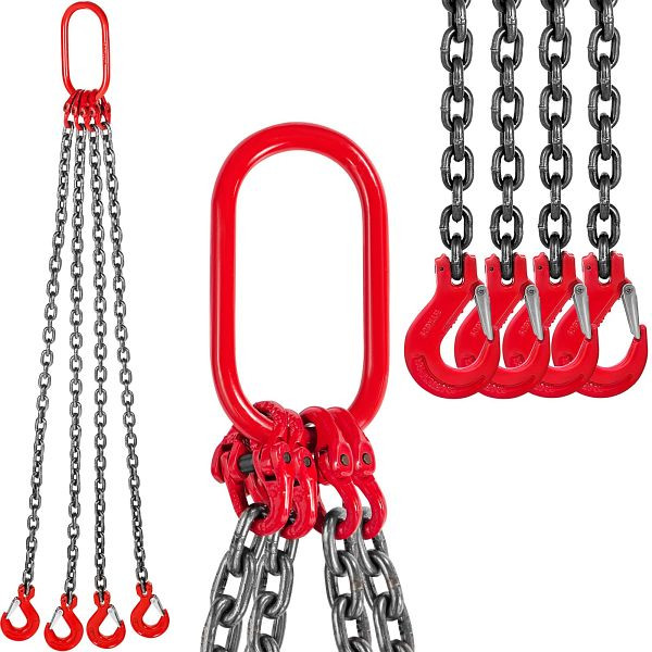 VEVOR Kettenschlinge - 6/15" x 6.5' Vierbeinig mit Stahlhaken - Klasse 80, GLSJG80SZGL8MMX2MV0