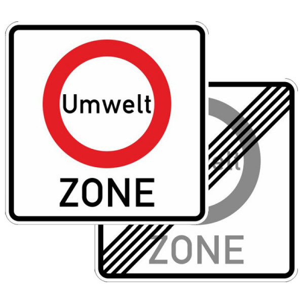 Stein HGS Verkehrsverbotszone zur Verminderung schädlicher Luftverunreinigungen in einer Zone, doppelseitig Nr. 270.1-40, 840x840mm /RA2/Flachform 3mm, 270.1-40-323