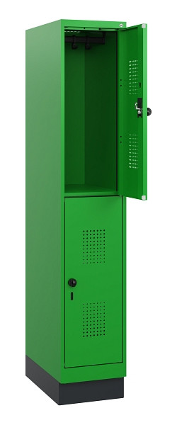 C+P Doppelstöckiger Spind Evolo PLUS, Sockel, 2 Fächer, 1630x300x500mm, 6037/603, Drehriegel, 0493205-10 S10036