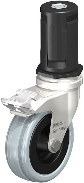 Blickle LRXA-VPA 75G-FI-EXR05 Edelstahl-Apparate-Lenkrolle mit Expander & Feststeller, Vollgummi, Grau, 856429