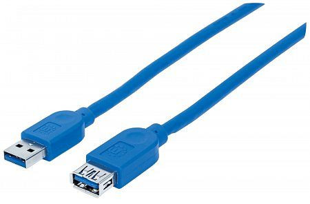 MANHATTAN SuperSpeed USB Verlängerungskabel, USB 3.0, Typ A Stecker - Typ A Buchse, 5 Gbps, 1 m, blau, 325394
