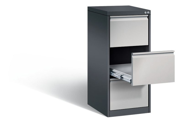 C+P Karteischrank Acurado, H1045xB433xT590mm, Farbe: Schwarzgrau / Weißaluminium, Griffleiste, 12423-321 S10020