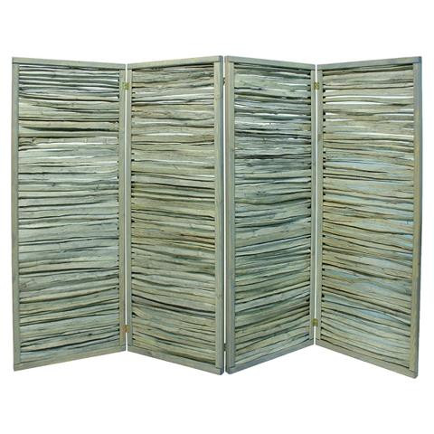 T&J ESMERALDA Paravent, 4teilig B 240 x H 160 cm, montiert, Haselnuss gespalten, grau lasiert, 28442