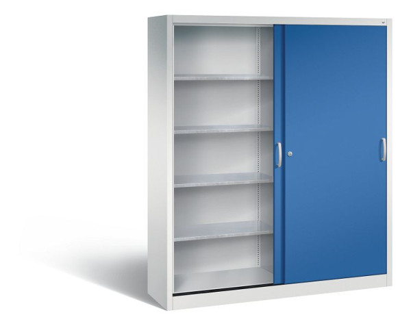 C+P Schiebetürenschrank Acurado, H1950xB1600xT400mm, Farbe: Lichtgrau / Enzianblau, Bügelgriff, 2149-00 S10051