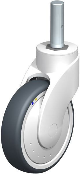 Blickle LWKXE-TPA 126XK-ELS-FK-ZAX51 Kunststoff-Lenkrolle WAVE, rostfrei, mit Zapfen, Thermoplastisches Gummi-Elastomer, Grau, 752340