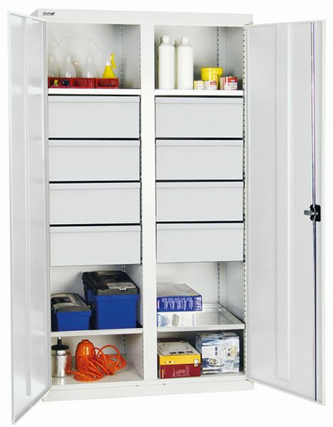 stumpf Werkzeug- und Materialschrank Serie 2000, 7035/7035, 8 Schubladen, Mitteltrennwand, 4 Fachböden, 2004607