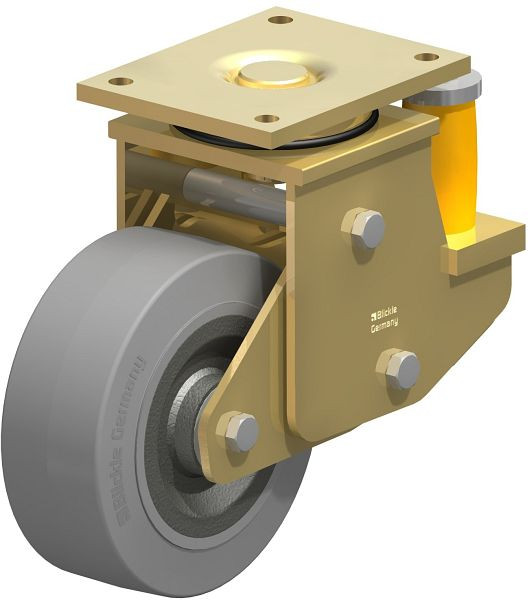 Blickle LSFE-SE 202K-SG Stahlgeschweißte Schwerlast-Lenkrolle mit Polyurethanfeder, Elastik-Vollgummi, Grau, 643957