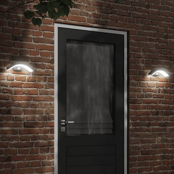 vidaXL LED-Außenwandleuchten mit Sensor 2 Stück Schwarz Aludruckguss, 4006279