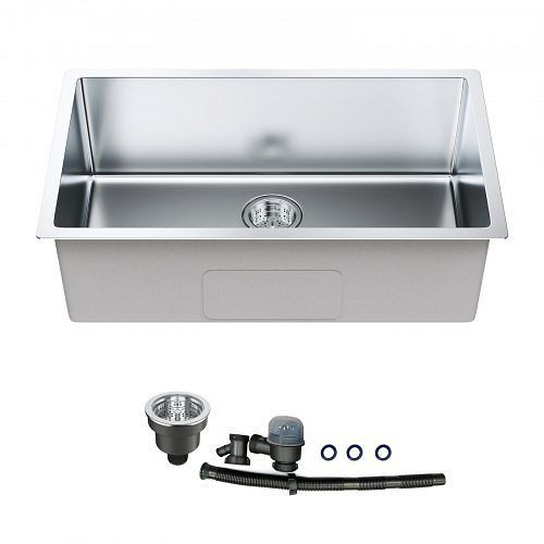 VEVOR Einbaubecken Waschbecken 230 mm Tiefe, Edelstahl Küchenspüle Rechteckig 712 x 407 mm, QRSSCTSPDCY30XG7MV0