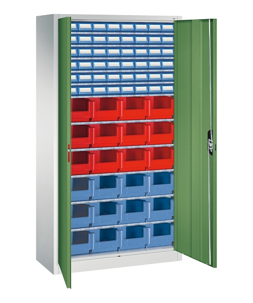 C+P Magazinschrank Serie 13, H1980xB1000xT420mm, 7035/6011, Einlegeböden 11, 133144-29 S10115