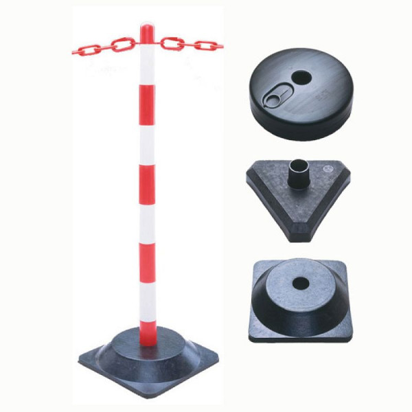 Stein HGS Kettenpfosten -Guarda-, Hartgummi-Fuß, 265 x 265 mm / viereckig / rot-weiß, 11753