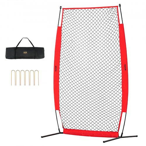 VEVOR I-Typ für Schlägerkäfig 1400 x 1065 x 2180 mm Softball-Sicherheitsschirm Körperschutz Tragbar & Bodenpfählen, Outdoor Rot, TSBHWIXQX74YMKWF6V0