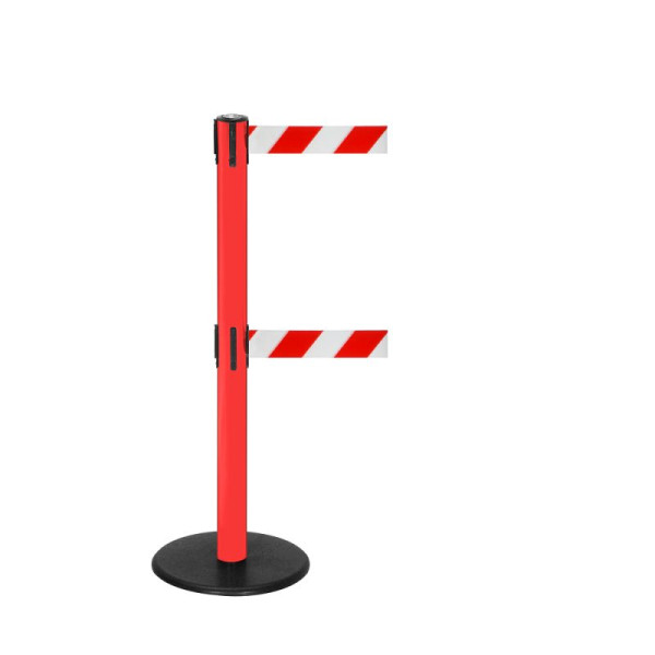 Stein HGS Personenleitsystem -P-Line Duo-, rot, rot/weiß diagonal (schraffiert), mit magnetischem Gurtendstück, Gurtlänge: 2 x 4 m, 14152-0504