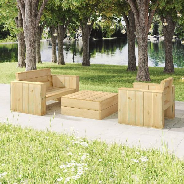 vidaXL 3-teilig Garten-Lounge-Set Imprägniertes Massivholz Kiefer, 3096638