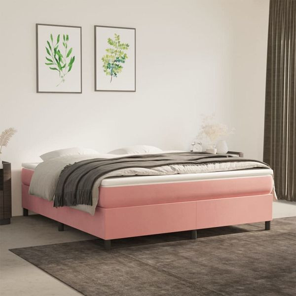 vidaXL Boxspringbett mit Matratze Rosa 180x200 cm Samt, 3144698