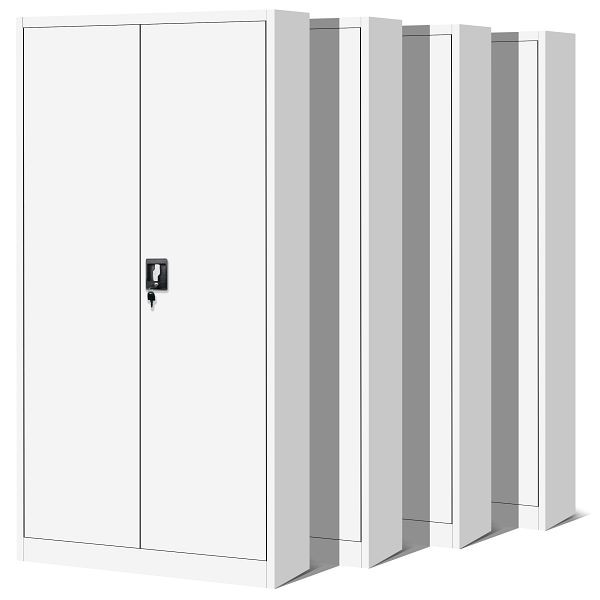 Jan Nowak Set 4x abschließbarer Aktenschrank für Büro JAN H, 900 x 1950 x 400 mm, weiß, C023