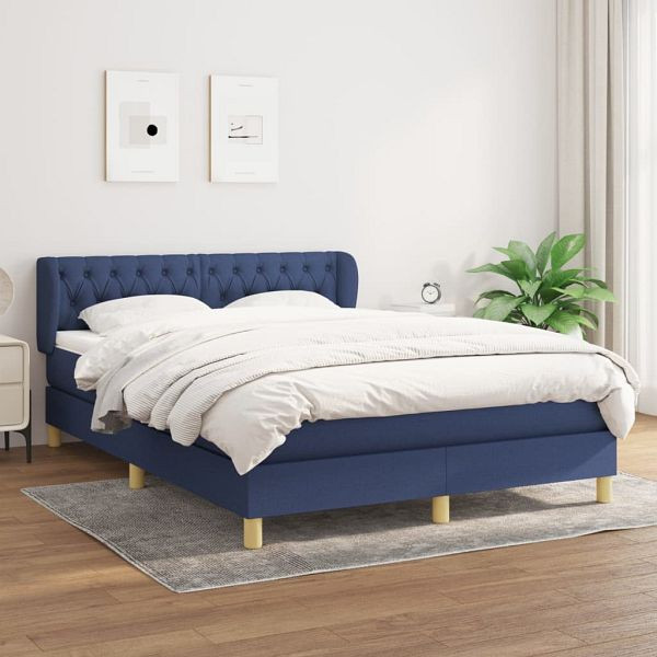 vidaXL Boxspringbett mit Matratze Blau 140x200 cm Stoff, 3127051