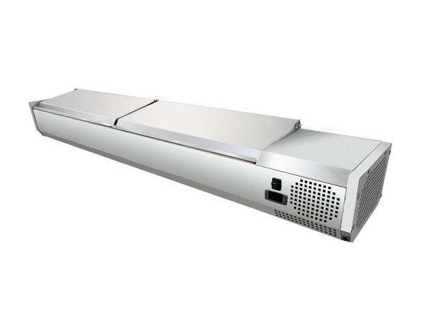 Skyrainbow Kühlaufsatzvitrine GN 1/3, 180 x 40 cm, Edelstahldeckel, THVD1800/380