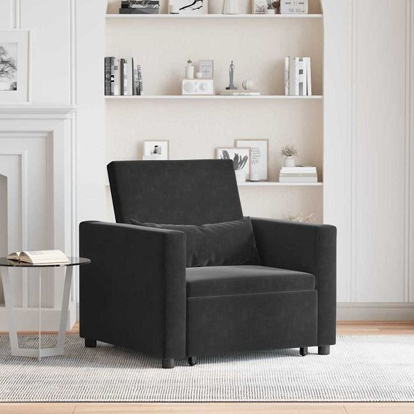 vidaXL Einzel-Schlafsofa Schwarz 90 x 165 x 87 cm Samt, 42002703