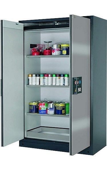 asecos Sicherheitsschrank Q-PEGASUS-90, Q90.195.120.WDAC in Silber mit 3x Fachboden (Edelstahl), 30002-049-30010