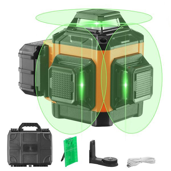 VEVOR Kreuzlinienlaser 30m Lasernivellier 520nm±10nm ±0,28cm bei 10m ±3° 8 Std Dauerarbeitszeit inkl. Lithiumbatterie Typ-C-Leitung, XJGSPY100FT123N5IV9
