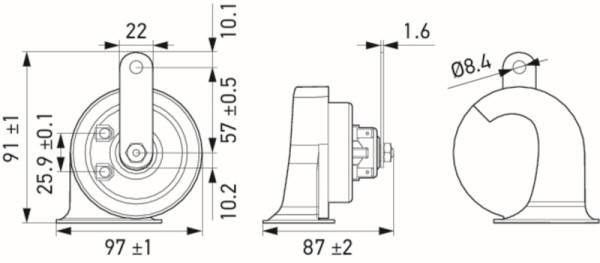 HELLA Fanfare TE40, 12V, Frequenzbereich: 400/500Hz, 3FH 007 728-981