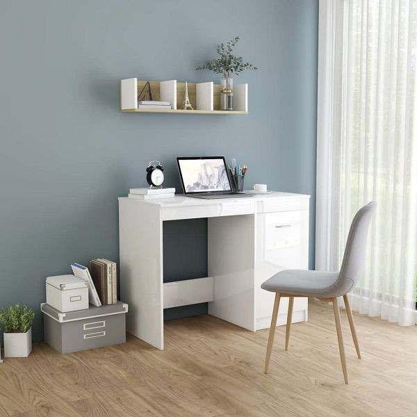 vidaXL Schreibtisch Hochglanz-Weiß 100x50x76 cm Holzwerkstoff, 801802