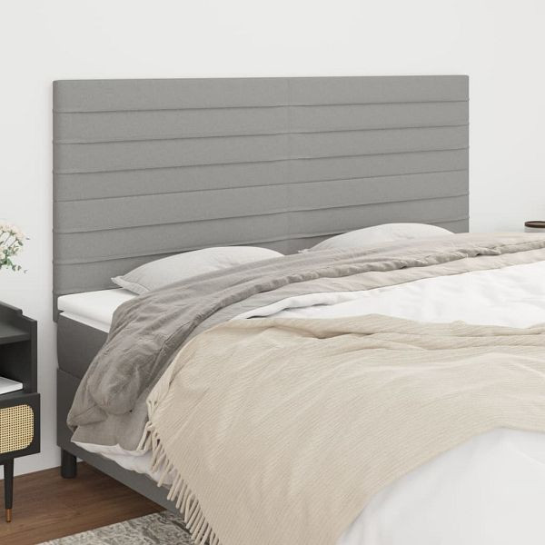 vidaXL Kopfteile 4 Stück Hellgrau 100x5x78/88 cm Stoff, 3116494