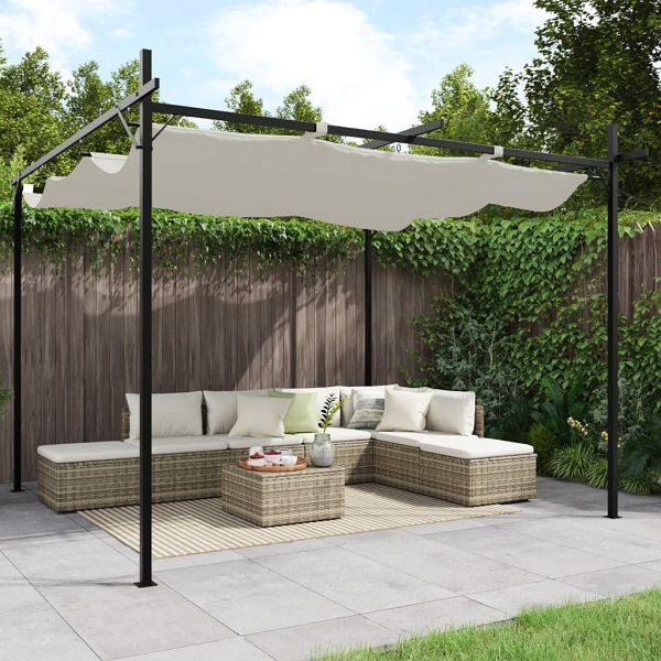 vidaXL Pergola mit Schiebedach Creme 295x292x230 cm, 360114