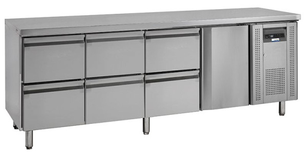 NordCap COOL-LINE Kühltisch KTM 4 - 1T 6Z GN 1/1, mit 6 Zügen und 1 Tür, Korpushöhe: 700 mm, Tiefe: 700 mm, 435106360