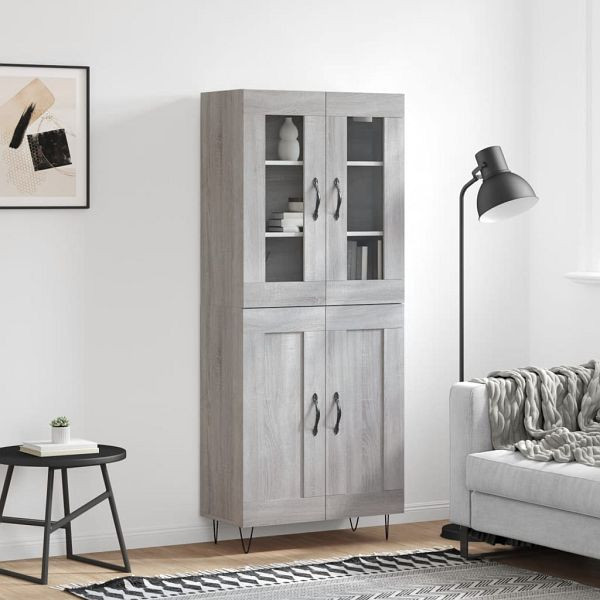 vidaXL Highboard Grau Sonoma 69,5x34x180 cm Holzwerkstoff, 3198375