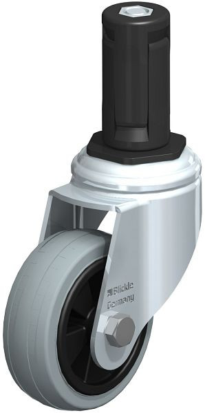 Blickle LKRA-VPA 80G-11-ER14 Apparate-Lenkrolle mit Expander, Vollgummi, Grau, 848093