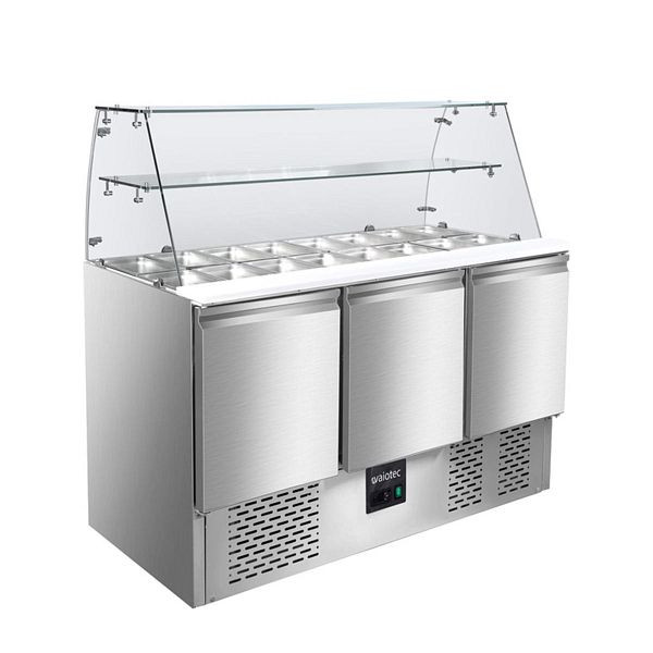 Vaiotec EASYLINE Saladette 700 / 3-fach mit eckigem Glasaufsatz, 136,5x70x131,2 cm, 10020