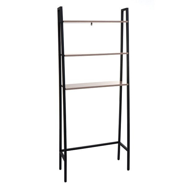 Mendler Standregal HWC-K82, Badregal Waschmaschinen-Regal Leiterregal, Industrial Metall Holz 155x64x25cm, grau-braun, 98698