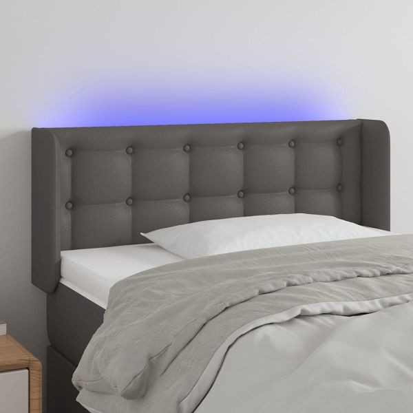 vidaXL LED Kopfteil Grau 93x16x78/88 cm Kunstleder, 3123318