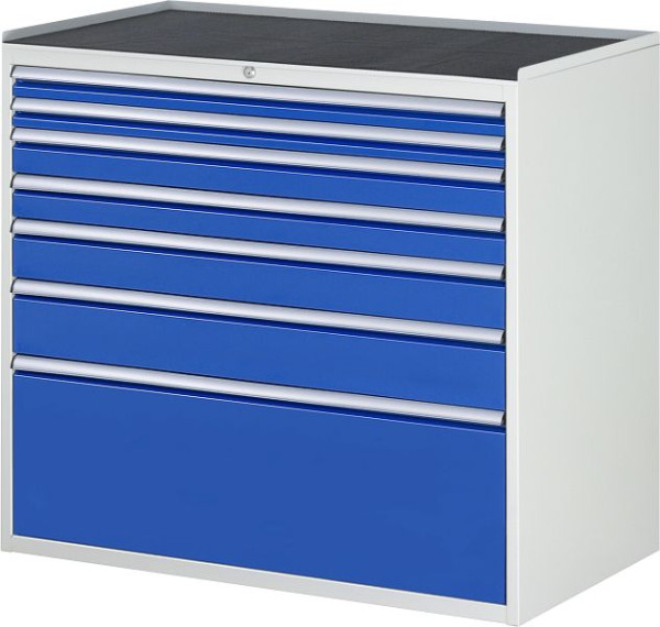 RAU Schubladenschrank Serie 7000, B1145xT650xH1035mm, Schubladen: 2xH60, 2xH90, 1xH120, 1xH150, 1xH360mm, Metallauflage, 03-XXL7.9A-MT.11