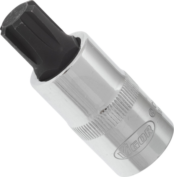 VIGOR RIBE Schraubendreher-Einsatz, Vierkant hohl 12,5 mm (1/2 Zoll), Innen Keilprofil Ribe-CV, M13, Länge: 55 mm, VE: 5 Stück, V2209