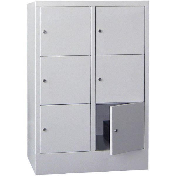 Deskin Schließfachschrank CLASSIC mit glatten Türen, Korpus lichtgrau, Türen lichtgrau, H 1187 x B 800 x T 500 mm, 264091