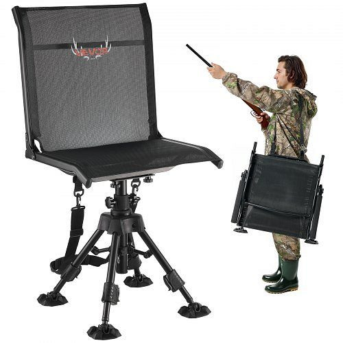 VEVOR Faltstuhl Campingstuhl mit Stahlrahmen, höhenverstellbar (158 kg), 360° drehbar, 420-625 mm Sitzhöhe für Outdoor, CGZDKWFSTSLS1QCNY001V0