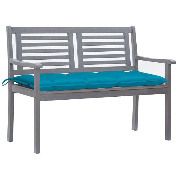 vidaXL 2-Sitzer-Gartenbank mit Auflage 120 cm Grau Eukalyptusholz, 3061042