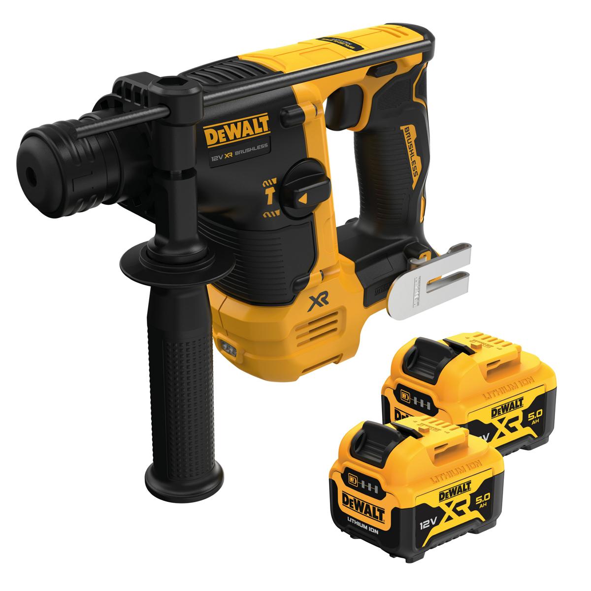 DeWalt 12 VOLT SDS-plus Akku-Bohrhammer (14 mm) mit 2x 5Ah 12V Akkus ...