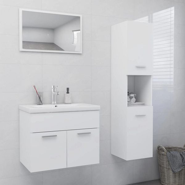 vidaXL Badmöbel-Set Weiß Holzwerkstoff, 3071405, 8720286376454