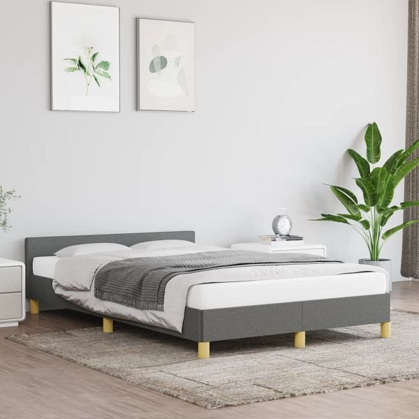 vidaXL Bettgestell mit Kopfteil Dunkelgrau 120x200 cm Stoff, 347400