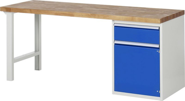 RAU Werkbank Serie 7000 - Baukasten-Bauweise, Unterbau-Container (1x Schublade, 1x Flügeltür), 2000x840x700 mm, 03-7502A1-207B4S.11
