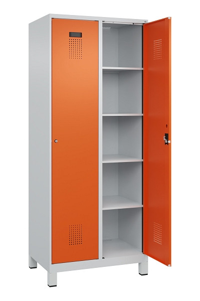 C+P Wäsche-Spind Evolo PLUS, mit Füßen, 2 Abteile, 1950x800x500mm, 7035/2004, Verschluss Zylinderschloss, Ablageböden 8, 049010-22B S10029