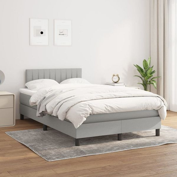 vidaXL Boxspringbett mit Matratze Hellgrau 120x200 cm Stoff, 3140201