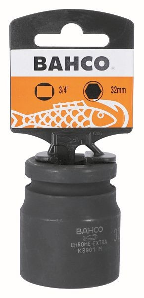 Bahco 3/4" Kraft-Steckschlüssel-Einsatz, Sechskant, 36 mm, phosphatiert, Einzelhandelsverpackung, SBK8901M-36