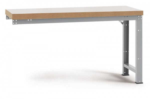 Manuflex Anbauwerkbank PROFI Standard mit Kunststoffplatte, BxTxH = 1250 x 700 x 840 mm, Alusilber, WP4009.9006
